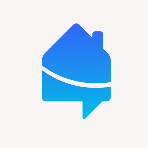 The HandyApp app icon: a blue house shaped like a speech bubble.